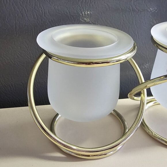 PartyLite Gemini Votive Candle Holder 3.5" gold holders frosted glass glam gold - Picture 4 of 14